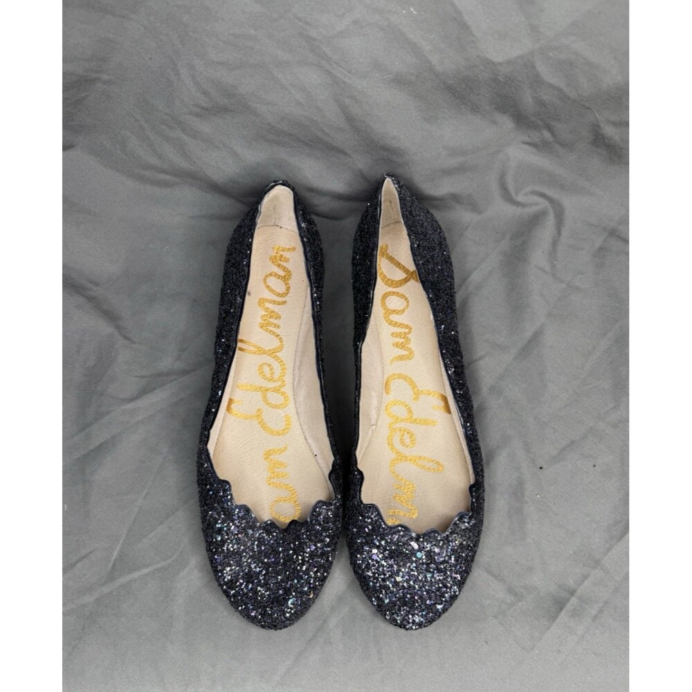 Sam Edelman Alaine Black Glitter Flats Shoe Ballet Sparkle Classy Preppy Size 7